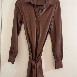 Aritzia Wilfred Faux Leather Button-Up shirt Dress
